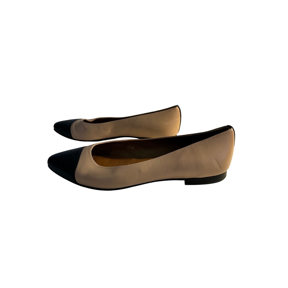 Margaux The Point Leather Ballet Flats Size 39.5 US 9 Black Tan Cap Toe Classic - Picture 4 of 10